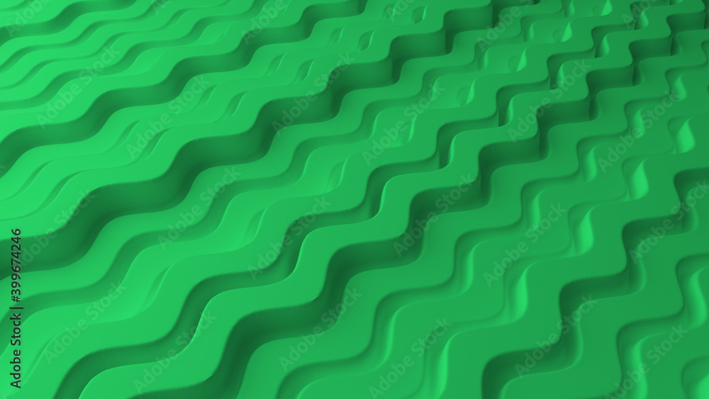 Poster abstract background with green wavy lines. abstract cut paper stripes. sci-fi futuristic. modern bac