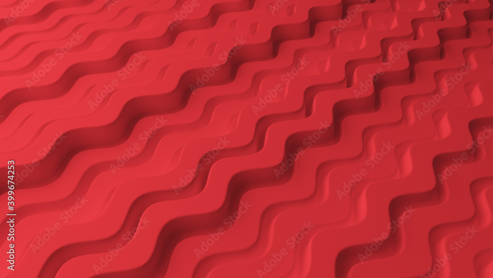 Poster abstract background with red wavy lines. abstract cut paper stripes. sci-fi futuristic. modern backg