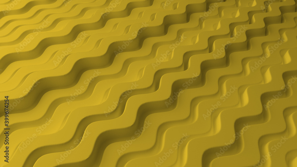 Poster abstract background with yellow wavy lines. abstract cut paper stripes. sci-fi futuristic. modern ba