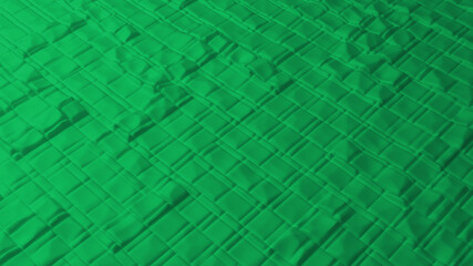 Abstract background with green grid smooth squares. Cell structure surface. Minimal beveled squares grid pattern. Modern background template for documents, reports and presentations. 3d rendering