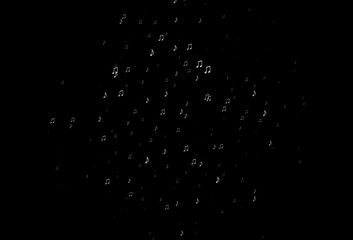 Dark Black vector template with musical symbols.