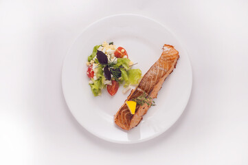 red fish with lemon and olives