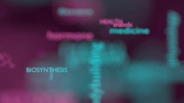 Tags cloud of human growth hormone. Words collage. 3D rendering