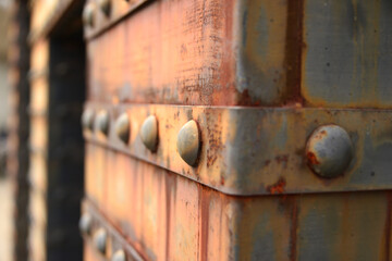 錆びた鉄板とリベット（Rusted iron plate and rivets）