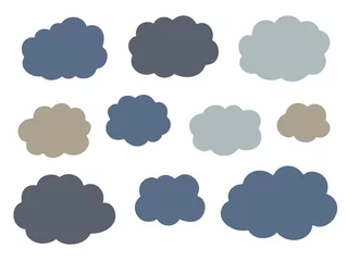 Selbstklebende Fototapeten Set with simple minimalistic clouds in doodle style. © Yuliya