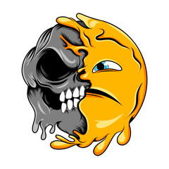 A scary face expression to the scary dark skull emoticon