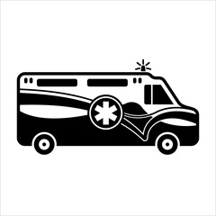 Ambulance Icon, Special Medical Vehicle Used To Take Patient To Medical Facility