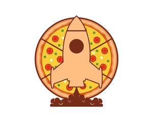Rocket launch in the pizza logo