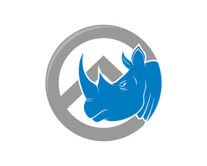 Rhino head in the spartan shield logo