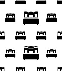 Bed Icon Seamless Pattern, Sleeping Bed Icon
