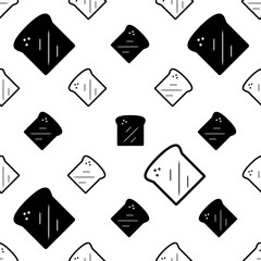 Bread Toast Icon Seamless Pattern, Toast Icon, Loaf Slice Icon