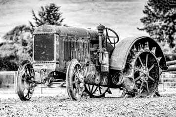 Fototapeta na wymiar Vintage Black and White Tractor