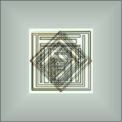 Abstract design of overlapping translucent mazes, on a gray gradient background