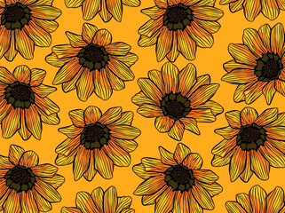 Sunflower Head Seamless Pattern Design