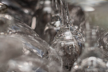 primer plano de foco seleccionado de copas lavadas dada vueltas cordoba argentina