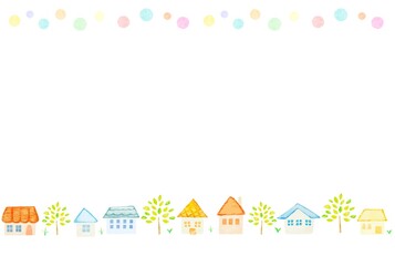 手描きの水彩街並みイラスト　10