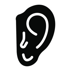 
Listening organ icon in filled style, ear vector 
