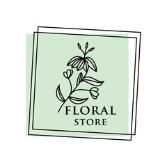 Flower shop business logo in minimal style vector.