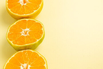 front view fresh tangerine slices on white background photo citrus orange color fruit free place