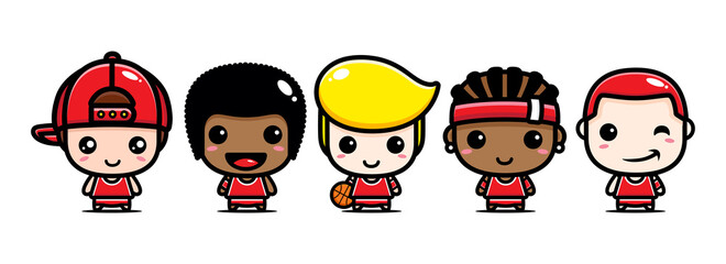 cute character vector design for basketball player team
