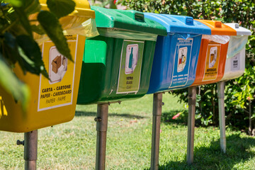 Waste Separation With Colorful Collection Bins