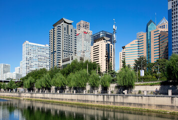 Fototapeta premium Dense buildings in Beijing International Trade Area