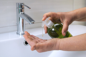 Washing Hands with Disinfectants Soap