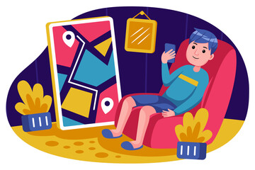 People shopping vector illustration. Cartoon character with flat design style.