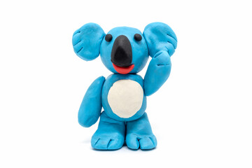 Play dough Koala bear on white background. Handmade clay plasticine