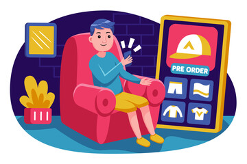 People shopping vector illustration. Cartoon character with flat design style.