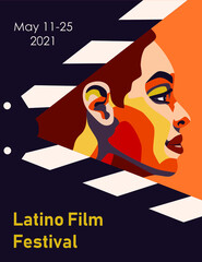 Latino film cinema festival poster. Vector template.
