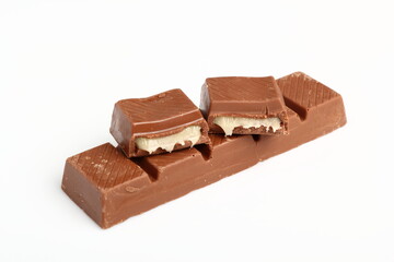 Chocolate Bar with Filling. Isolated on a white background.