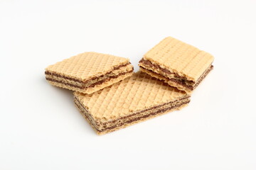 Wafer with Chocolate Filling. Isolated on a white background.