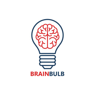 Brain bulb idea logo template design