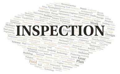 Inspection typography word cloud create with the text only
