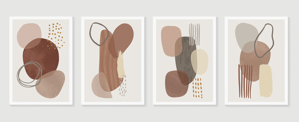 Abstrakte Wandkunst-Vektorsammlung. Erdtöne organische Form Kunstpinsel-Design für gerahmte Wanddrucke, Leinwanddrucke, Poster, Wohnkultur, Cover, Tapeten. Vektor-Illustration © TWINS DESIGN STUDIO