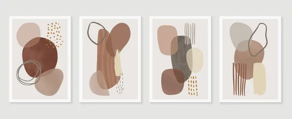 Abstrakte Wandkunst-Vektorsammlung. Erdtöne organische Form Kunstpinsel-Design für gerahmte Wanddrucke, Leinwanddrucke, Poster, Wohnkultur, Cover, Tapeten. Vektor-Illustration © TWINS DESIGN STUDIO
