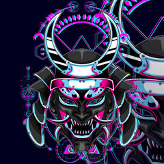 Samurai mecha cyberpunk