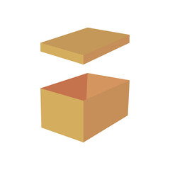 Open gift box. Beige box in flat style. Flat beige box for packaging design. Graphic element vector. Stock image. EPS10.