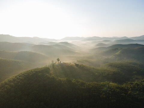 Beautiful landscape mountain with the sunrise in the morning. 