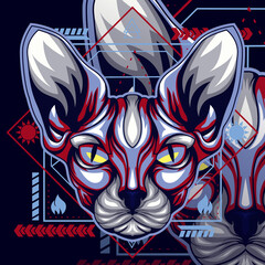 Obraz premium cat sphinx egypt fire element
