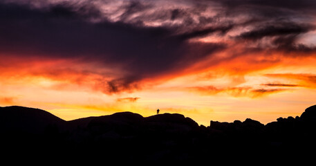 Silhouette Embrace on the Jumbo Rocks, Joshua Tree National Park, California