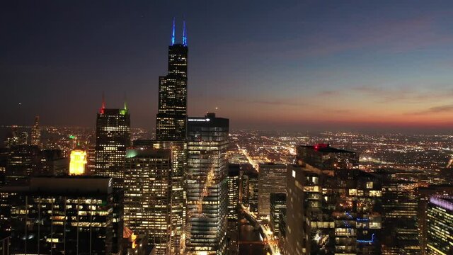 Chicago Skyline From the Drone 