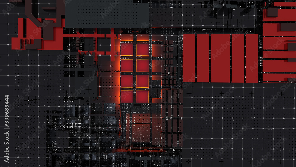 Poster abstract central computer processors concept. 3d illustration