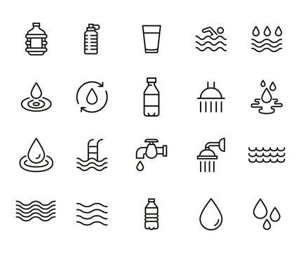 Premium set of water line icons.