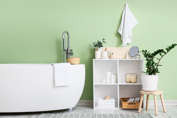 Modern interior of light bathroom