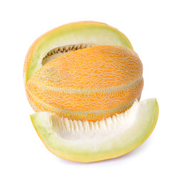 Sweet ripe melon on white background