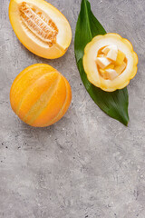 Sweet ripe melon on table