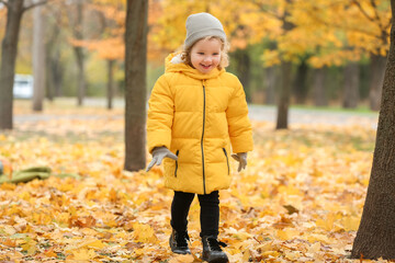 Cute little girl in autumn park