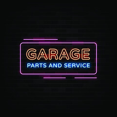 Garage Car Service Neon Signs Vector. Design Template Neon Style